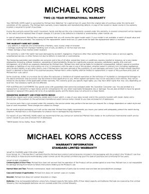 michael kors warranty